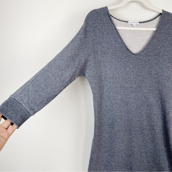 James Perse Standard 3/4 Sleeve Casual Pullover Terry Sweatshirt Dress Gray - Picture 2 of 7